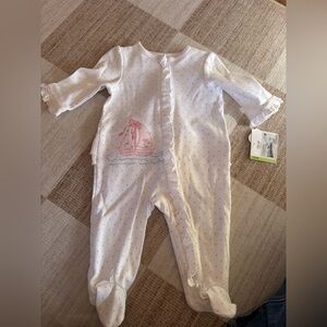 Little Me White and Pink Sailboat Footie